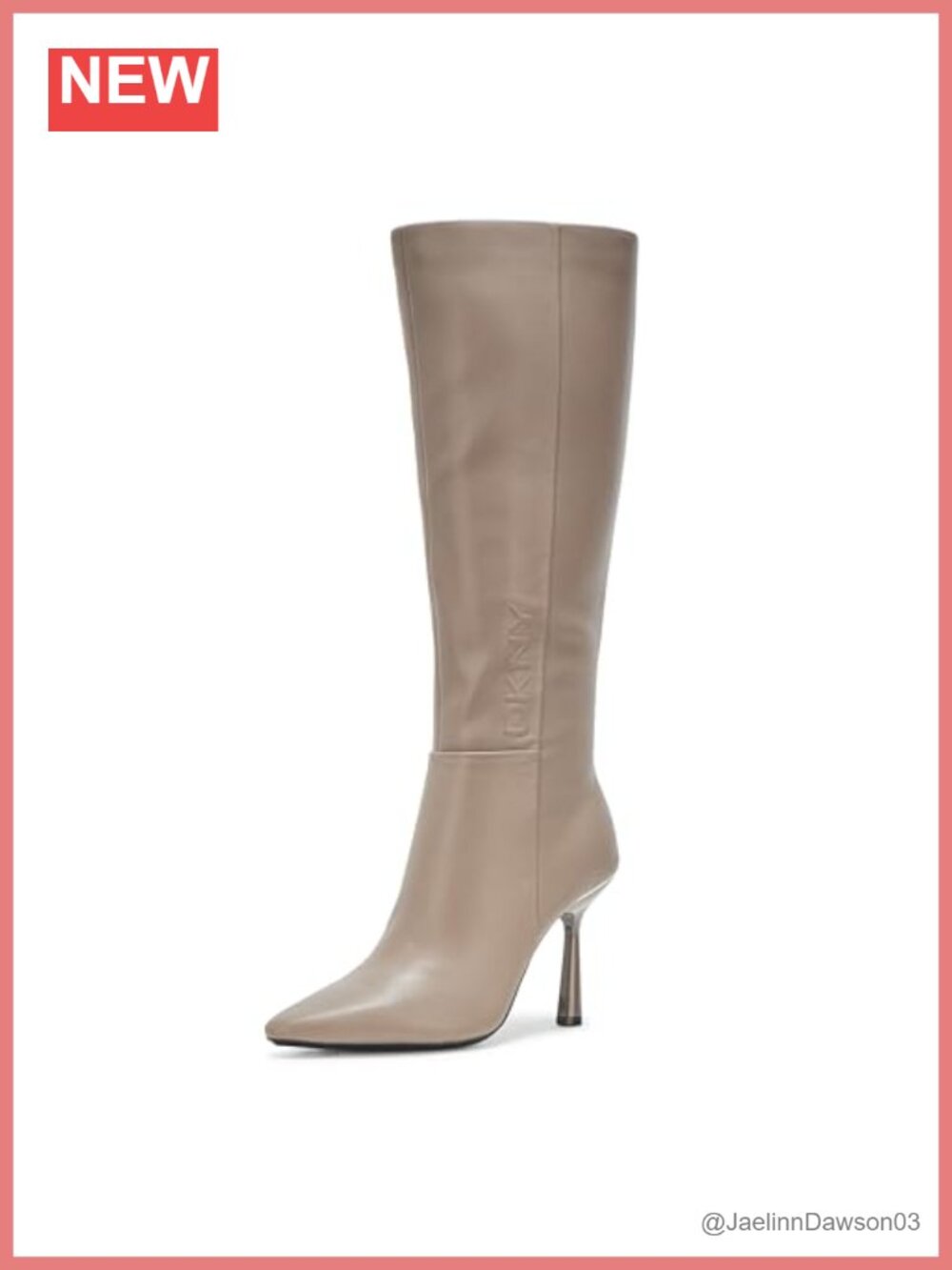 Knee High Heeled Boot Pointed Toe Full Zip Evening Boot